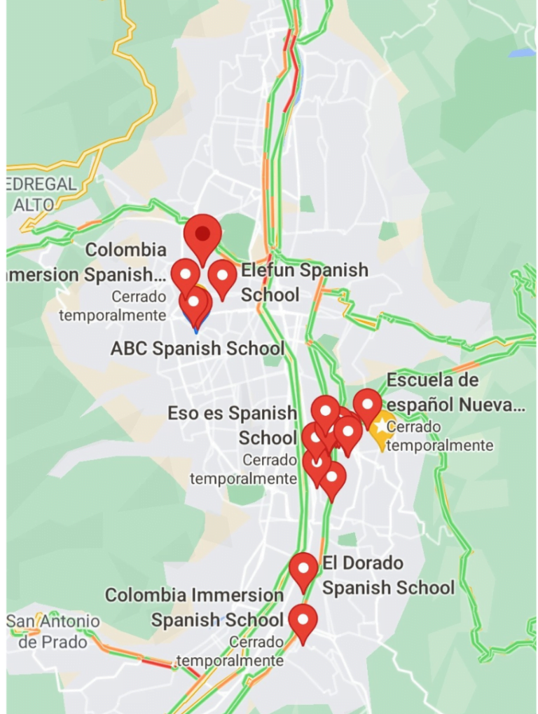 The distribution of schools in Medellin