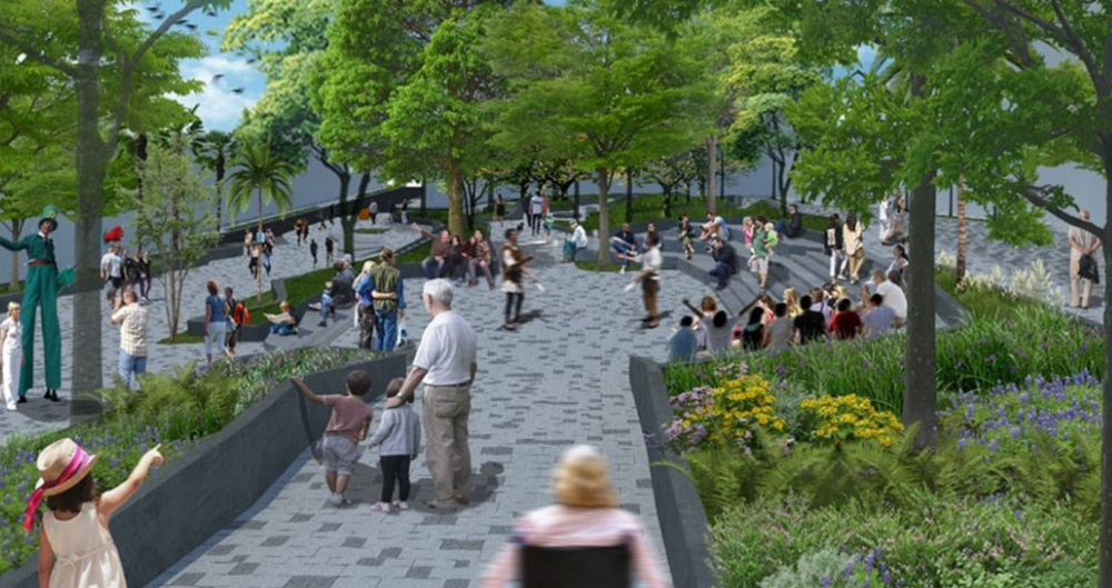 Reconstruction in Parque Lleras, Medellin. This is the blueprint for what it will look like.