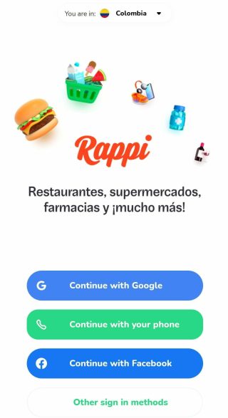 Rappi application, Medellin, Colombia. How to use.